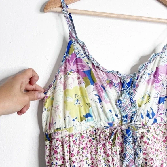 Sundance Tiered Button Front Floral Patchwork Maxi Dress Size L EUC - Picture 3 of 13